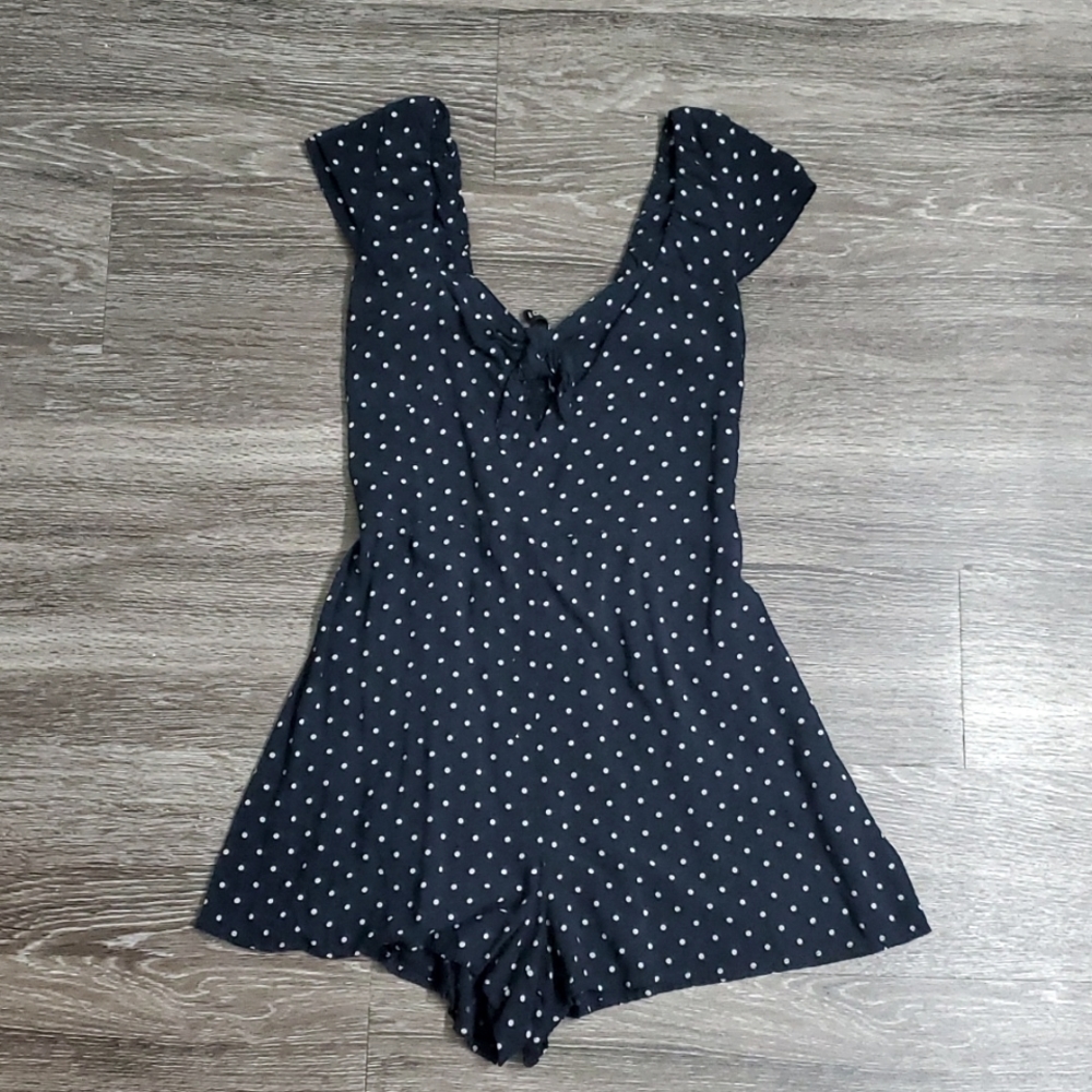 H&M blue and white polka dot romper